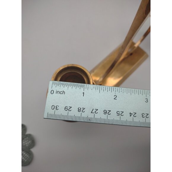 Vintage Brass MCM Mid Century Two Arm Three Candle Holder Centerpiece Candelabra - Picture 14 of 17